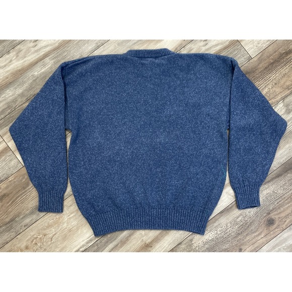 Vintage 90s Eddie Bauer Sweater Men's L Argyle Knit Crewneck Blue Red Diamond - Picture 4 of 4